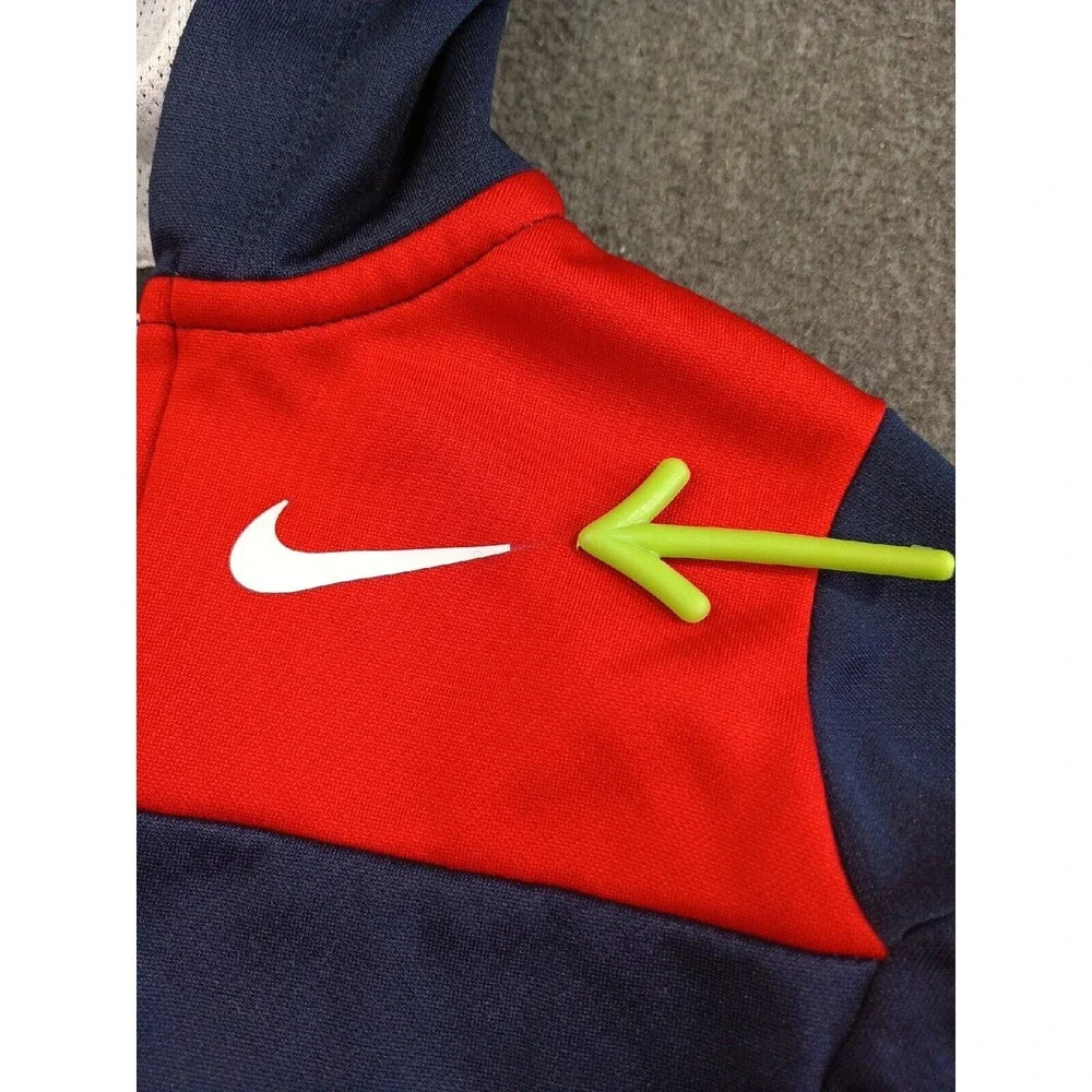 Nike Dri-Fit Boys 24M Blue Red Full Zip Hooded Jacket